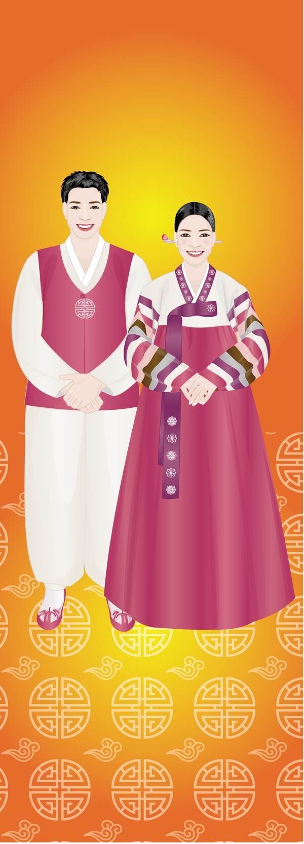 韓國傳統(tǒng)禮服AI矢量圖