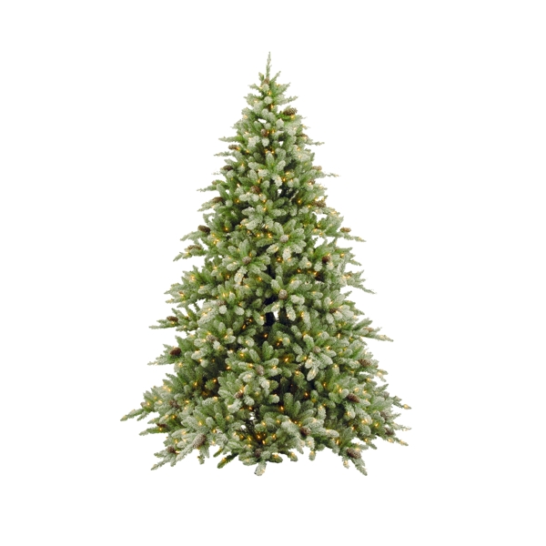 冬季圣诞节绿色带装饰灯光雪树