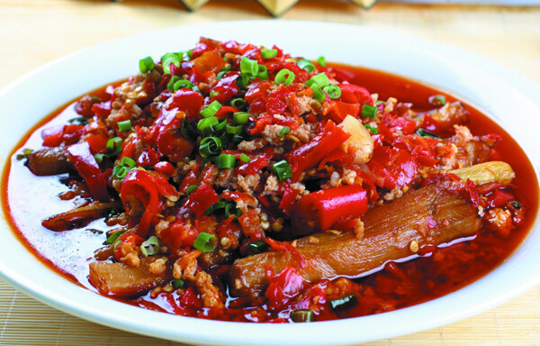 剁椒肉碎蒸茄子圖片
