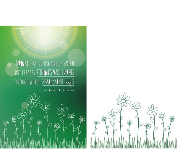 绿色小册子与草图花和鼓舞人心的短语