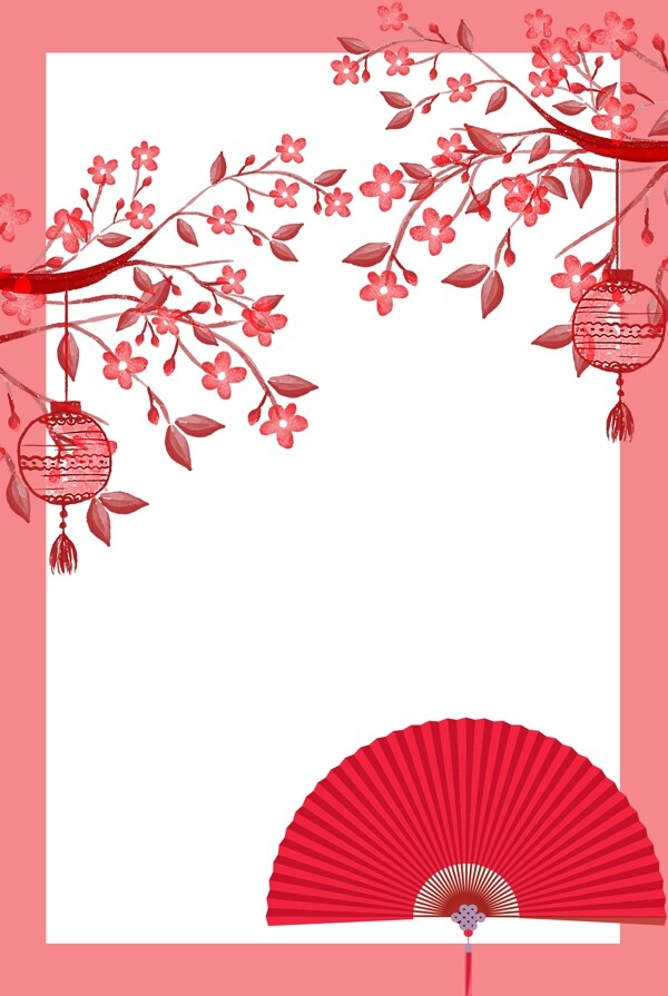 簡約古典花朵新年海報背景設計