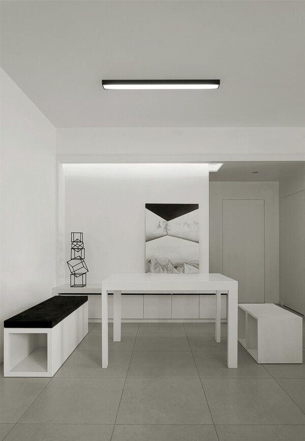现代极简客厅白色墙面室内装修效果图