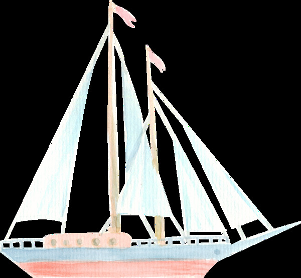 卡通手绘帆船png元素
