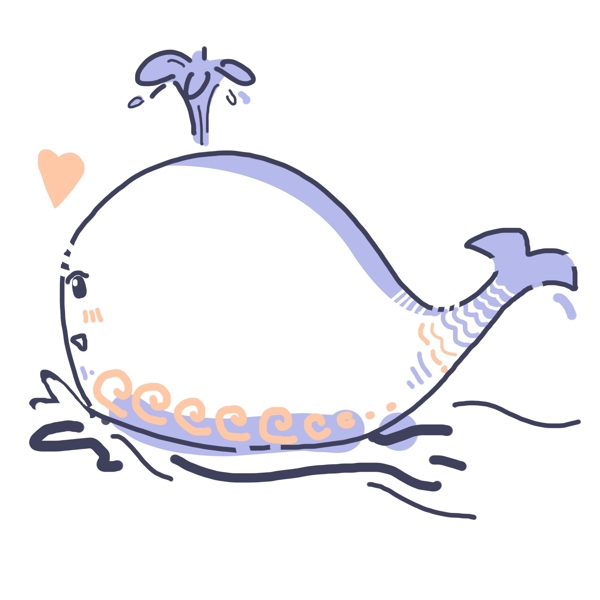 蓝色的鲸鱼边框插画