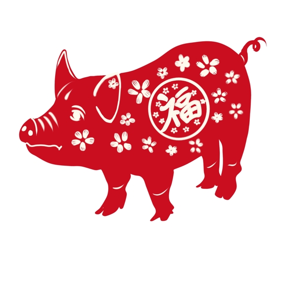 2019猪年剪纸猪窗花猪元素福气猪喜气