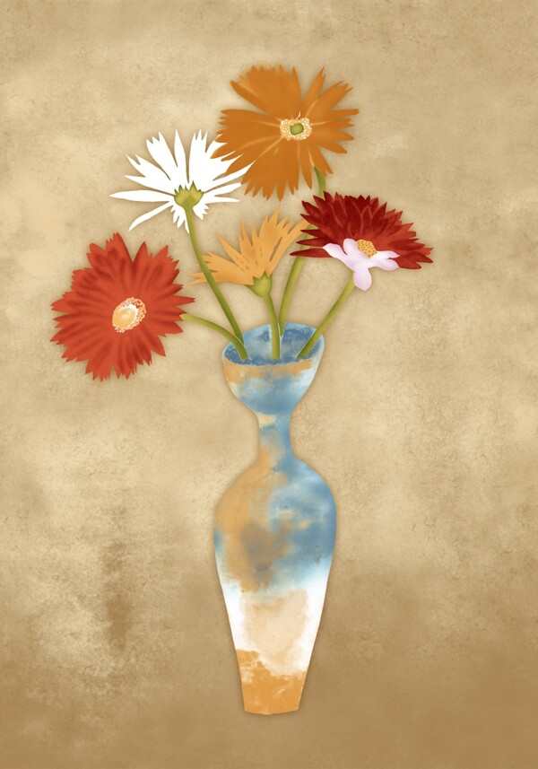 花瓶装饰图插画