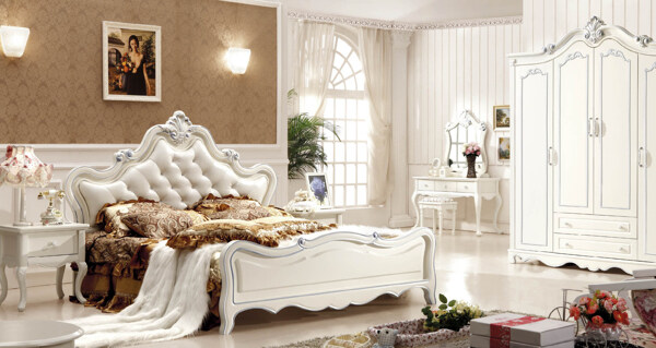 欧式白色卧室
