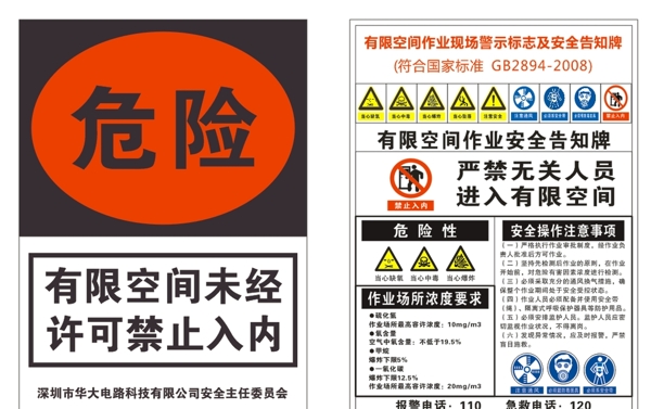 有限空間作業(yè)安全告知牌圖片