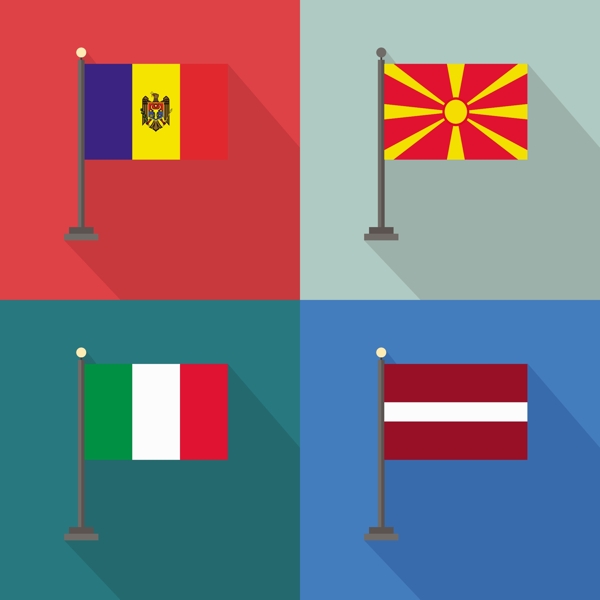 摩尔达维亚意大利马其顿和拉脱维亚国旗