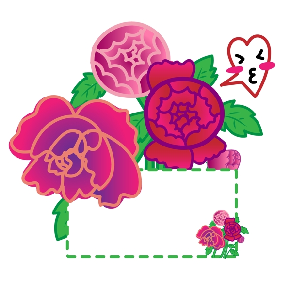 矢量玫瑰植物边框可商用插画元素
