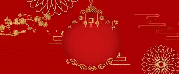 红金喜庆春节猪年红色背景图片