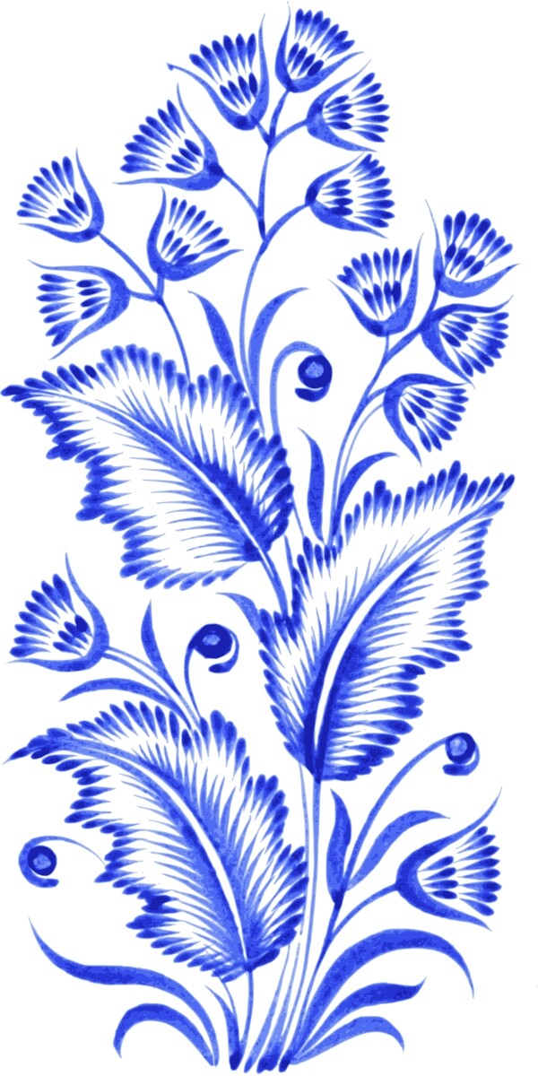 蓝色水彩花