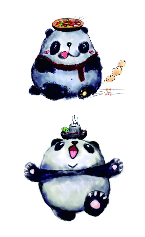 熊猫手绘卡通插画