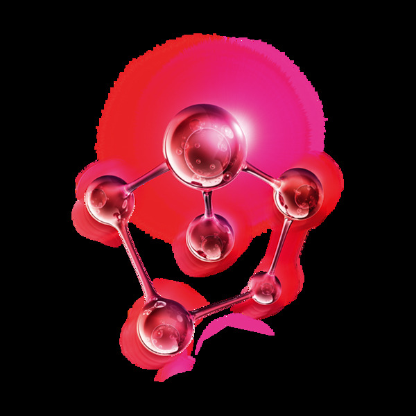红色分子结构png元素