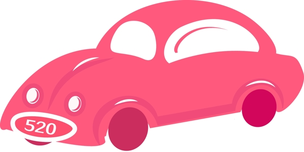 粉色婚车卡通手绘设计