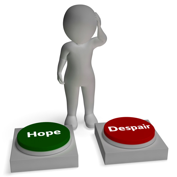 希望的绝望按钮显示希望或绝望