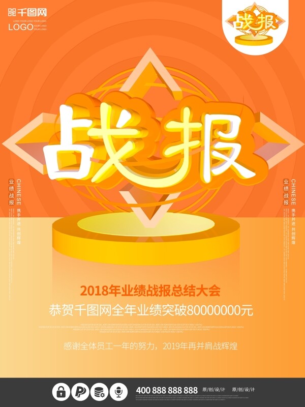 戰(zhàn)報企業(yè)創(chuàng)意2019年橙色大氣原創(chuàng)c4d