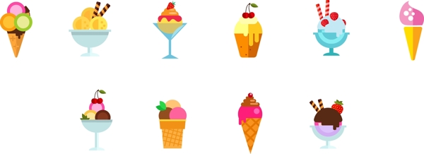 简约卡通彩色冰淇淋图标