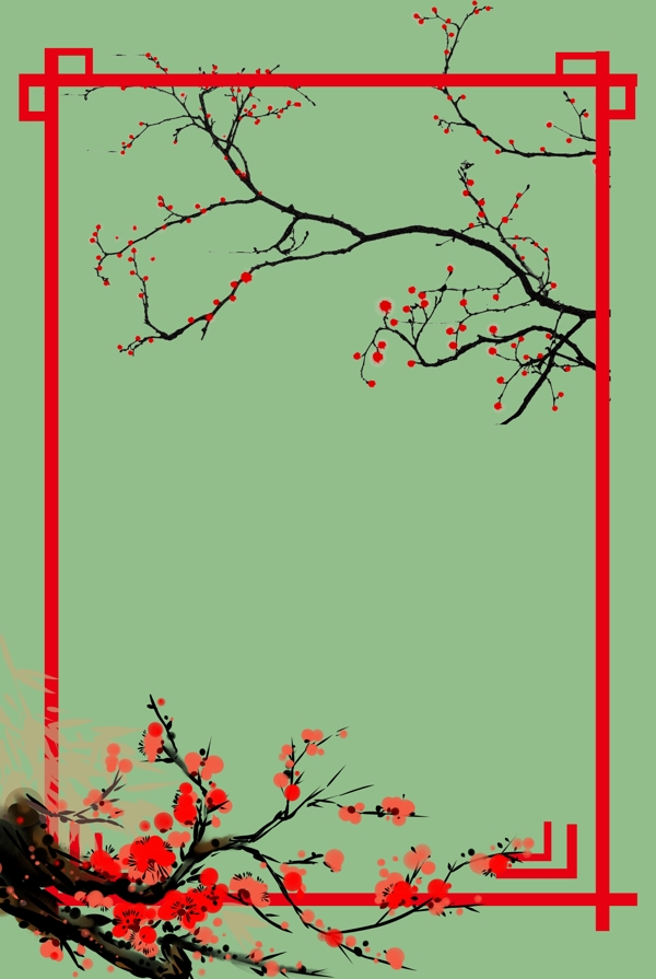 中国花卉植物工笔画海报背景图
