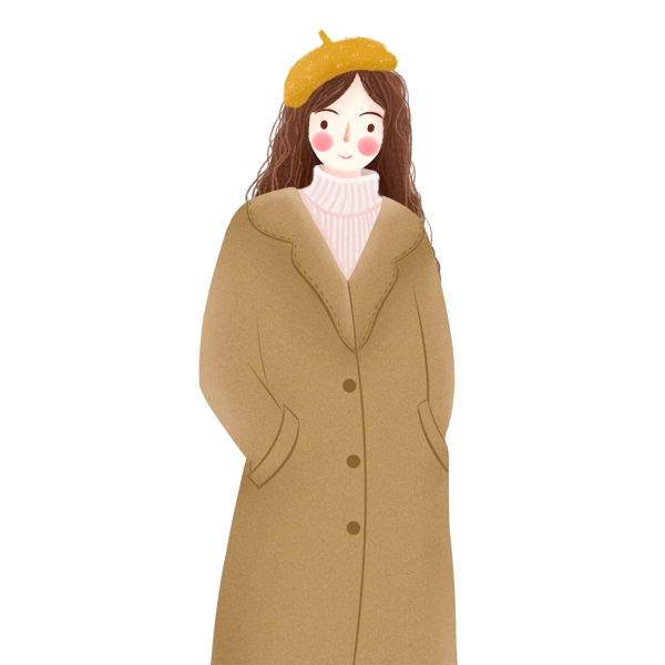 冬季穿驼色大衣的女孩可商用元素