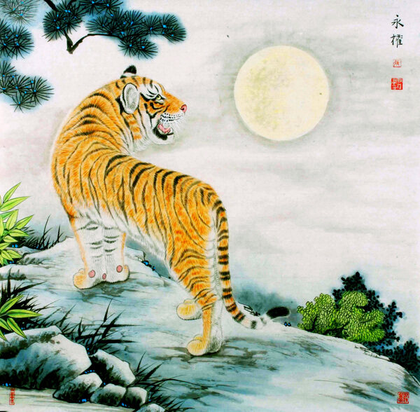 虎的工筆畫