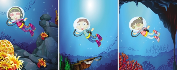 卡通潜水员图片