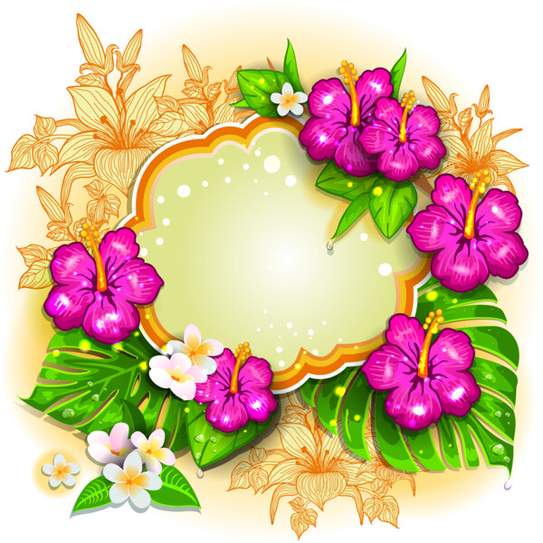 熱帶花朵卡通矢量素材