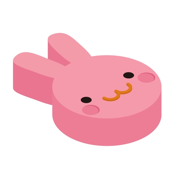 2.5D十二生肖粉色兔子立体图标可商用元素