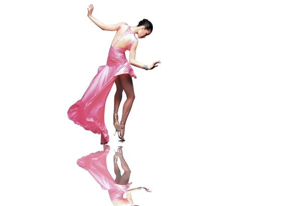 跳舞的女人性感粉色衣服
