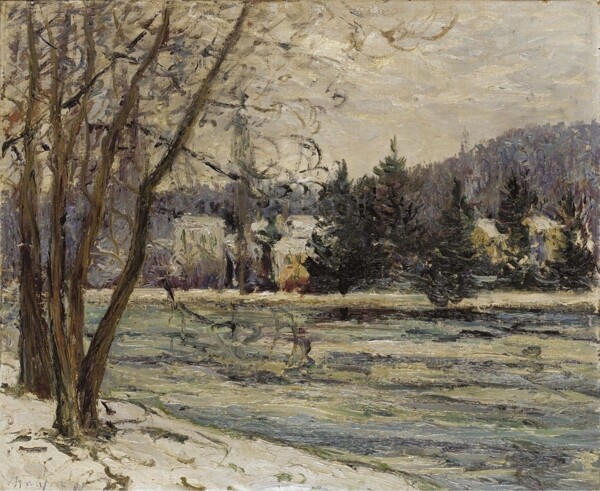 MaximeMaufraTheIceonPondofAvray1897畫家風(fēng)景畫靜物油畫建筑油畫裝飾畫