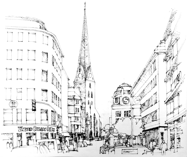 建筑速寫街道圖片
