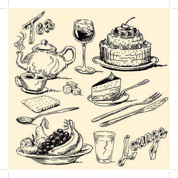 欧式手绘食物图片