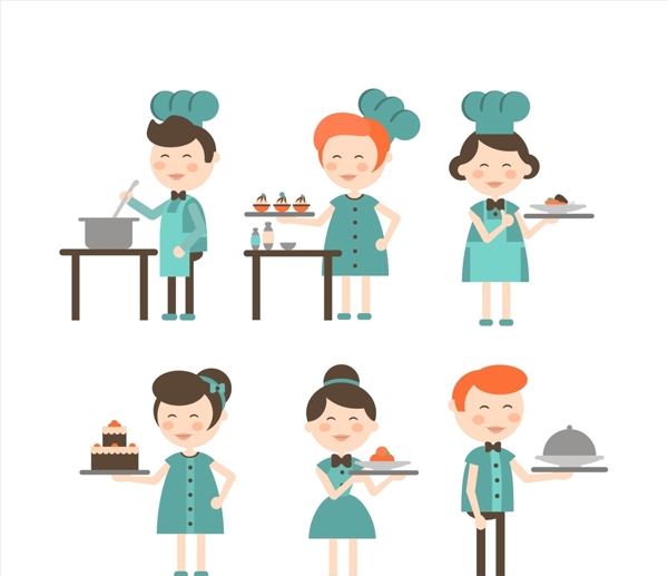 厨师和女服务员卡通