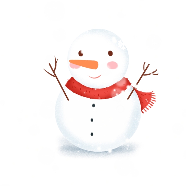 大雪中可爱微笑的雪人