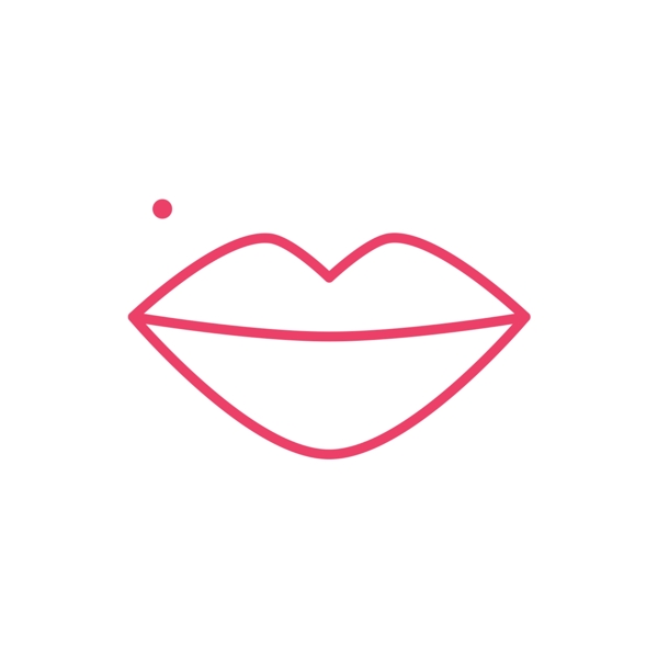 玫红色线性嘴唇情人节图标