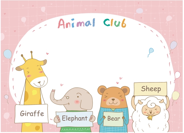 英语学习动物漫画矢量EPS08
