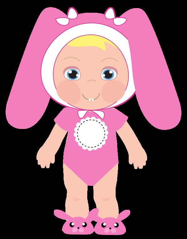 卡通可爱小兔装宝宝png元素