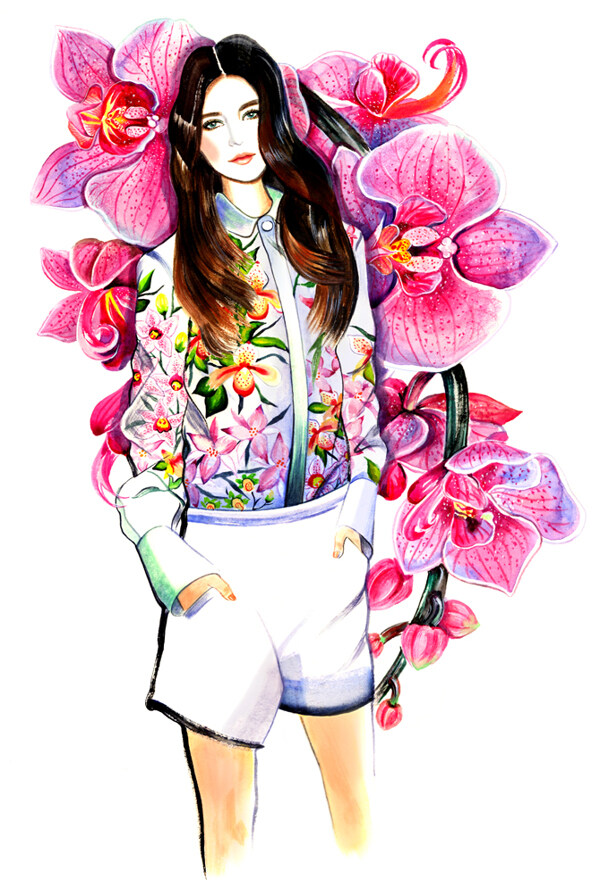 時(shí)尚花朵女裝設(shè)計(jì)圖