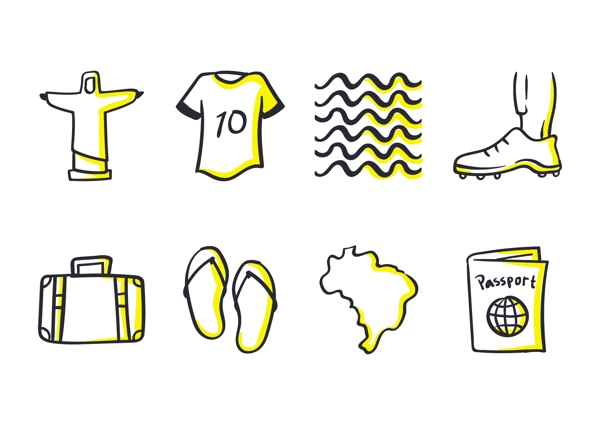巴西度假涂鸦图标