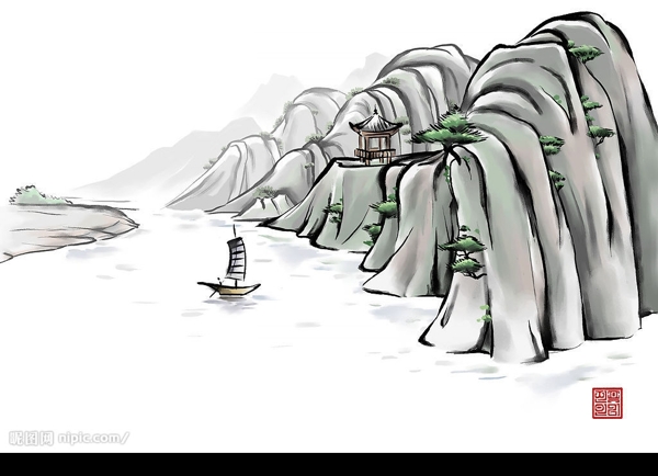 psd山水畫圖片