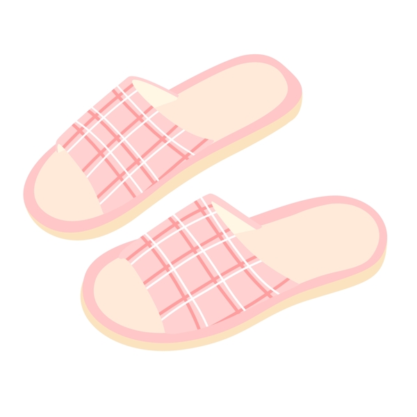 粉色格子拖鞋