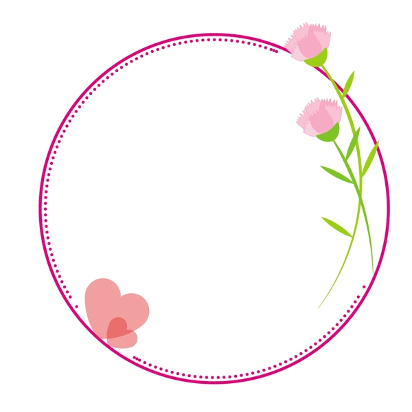 母亲节粉色康乃馨花朵边框矢量免抠