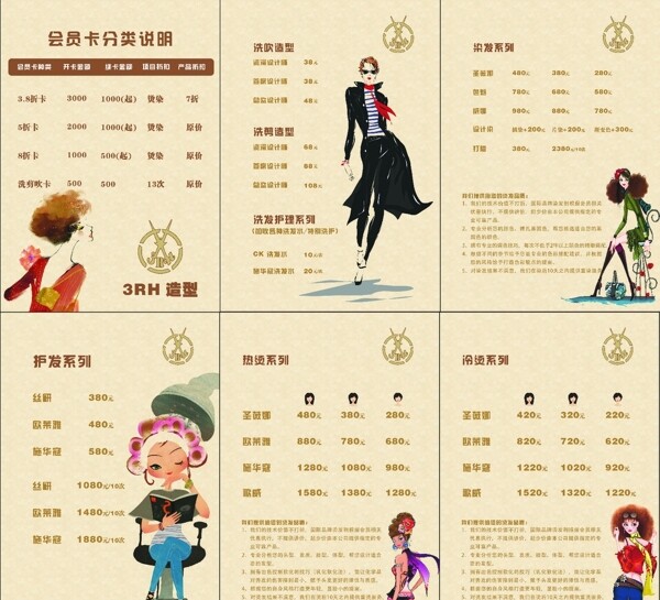 理發(fā)店價(jià)目表