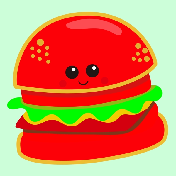 可爱卡通汉堡食物手绘矢量素材