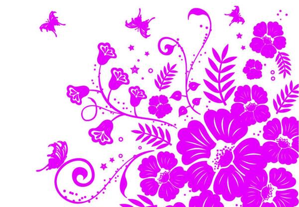 简单的蝴蝶花纹笔刷图片