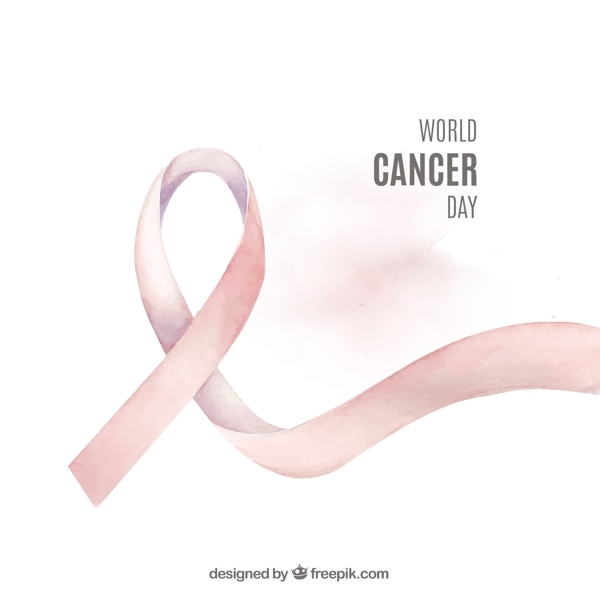 世界癌症日背景与水彩粉红丝带