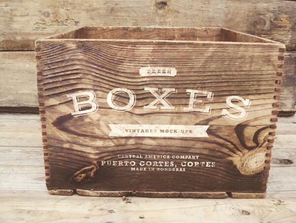 旧木盒子样机素材