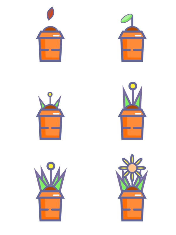植物生长过程手绘绿色卡通矢量可商用元素