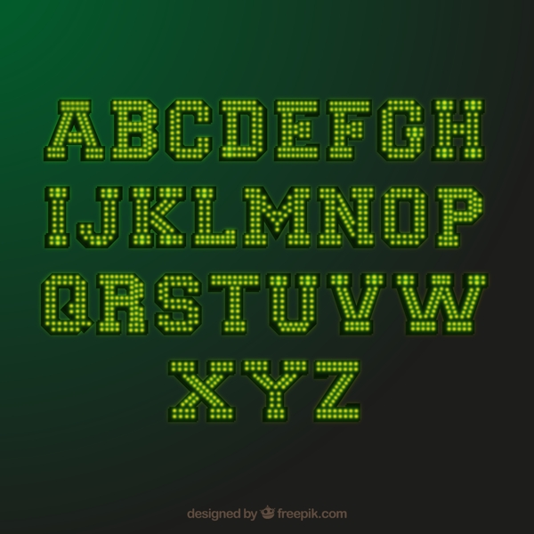 绿色霓虹灯字母设计矢量素材