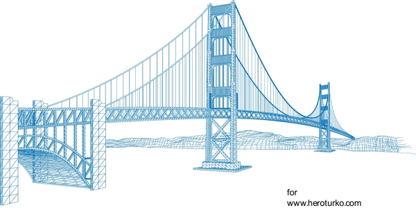 建筑线稿美国金门大桥